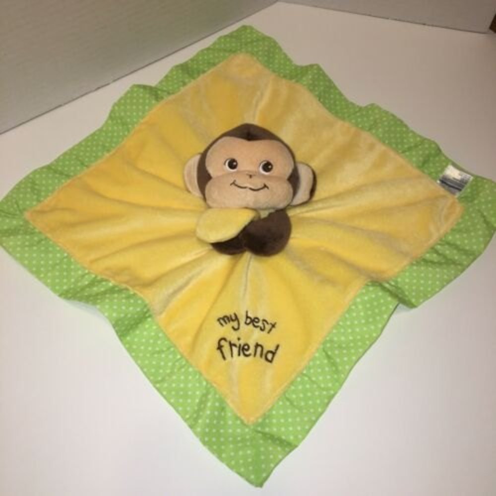 Garanimals My Best Friend Monkey Baby Security Blanket Yellow Green Polka Dots